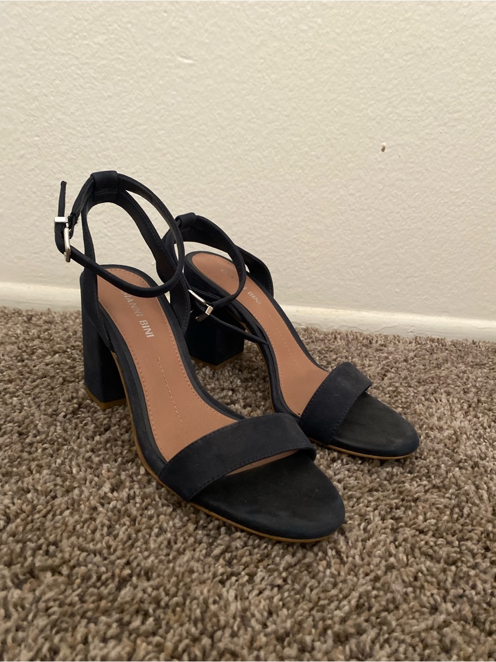 Gianni Bini Black Block Heel Ankle-Strap Sandals